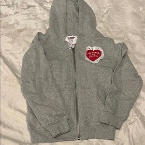 Hello Kitty Gray Zip Hoodie with Red Heart Patch